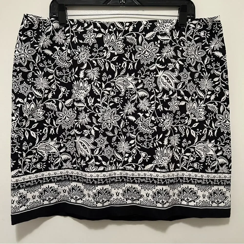Talbots Dreamy Floral Stretch Cotton Canvas Skirt 16P NWT‎